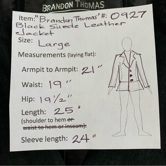 “Brandon Thomas” Soft Black Suede Leather Jacket size L - Picture 11 of 11